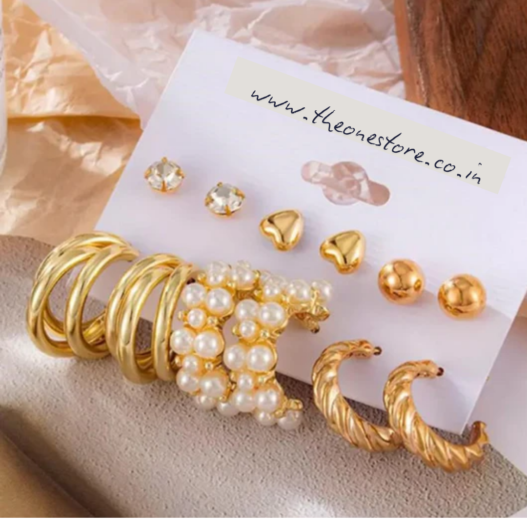New 6 Pair Combo Set Korean Earrings