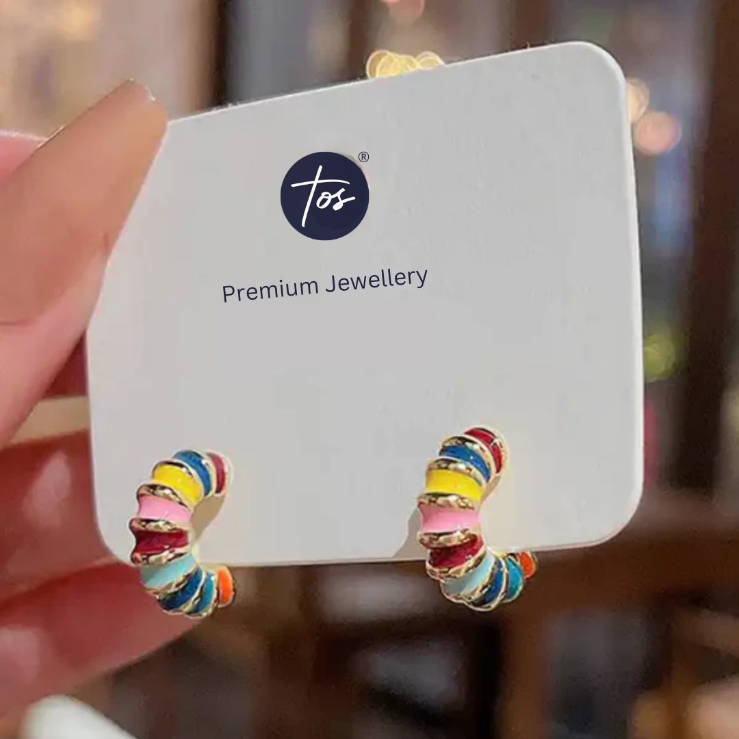Small Rainbow Hoop Baali Korean Earrings