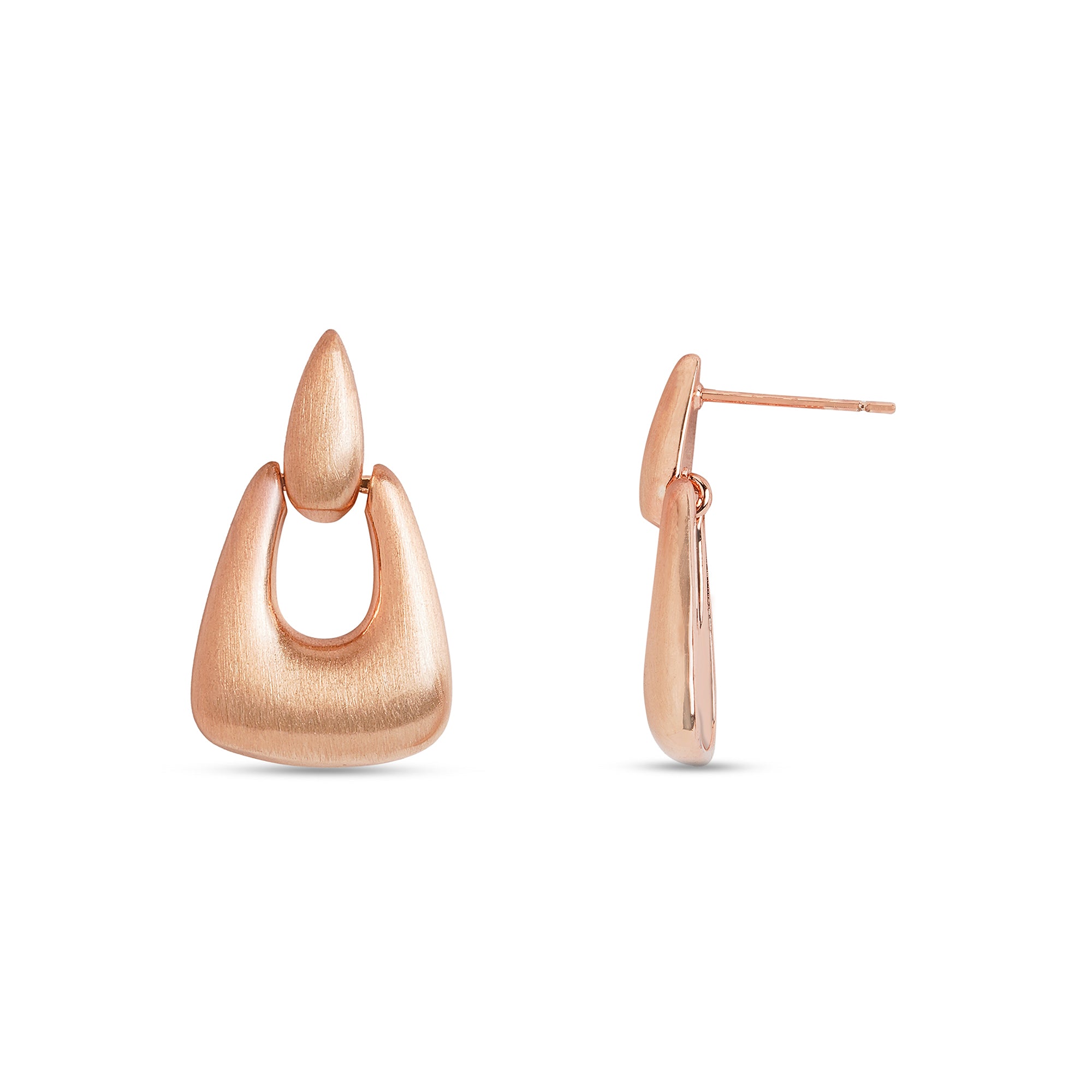Stainless Steel Rose Gold Plated Contemporary Drop Earrings