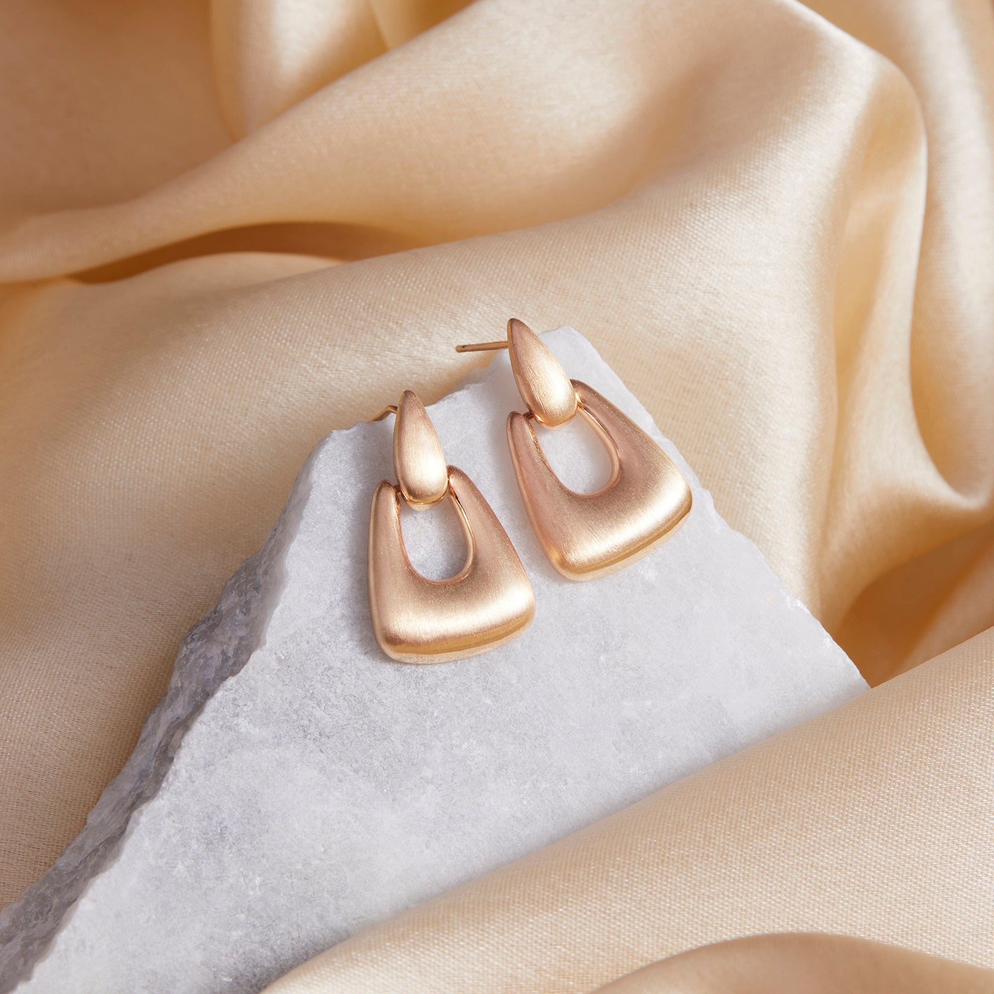 Stainless Steel Rose Gold Plated Contemporary Drop Earrings