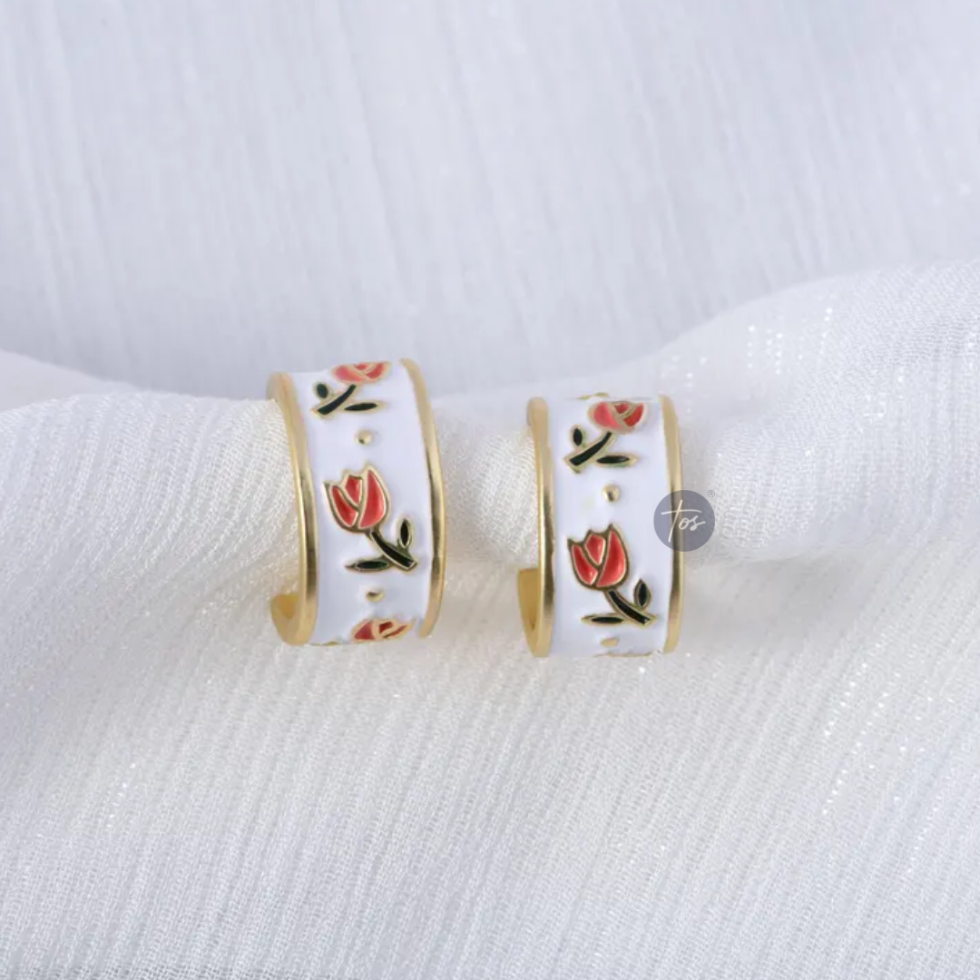 Beautiful Flower Hoop Korean Earrings