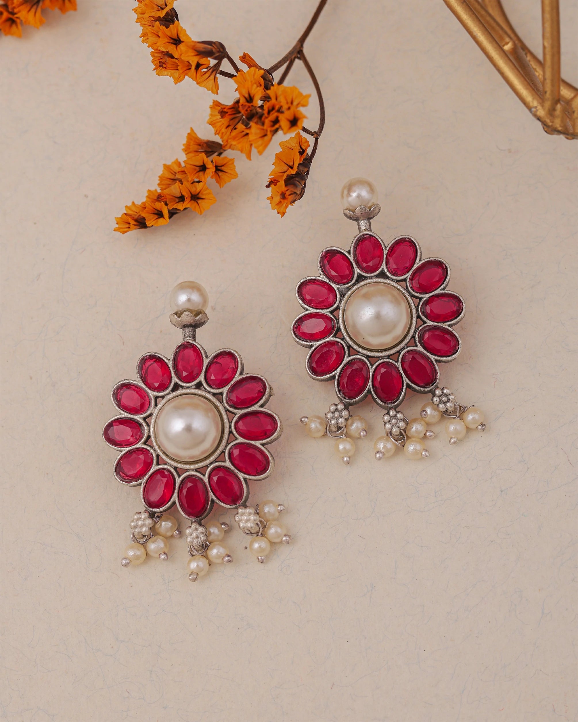 Gulabi Pushp Jhumkas