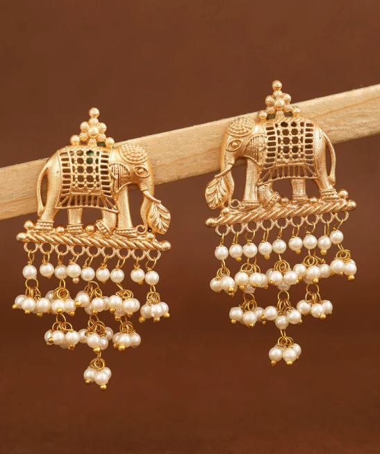 Elephant Gold Dangler Earrings