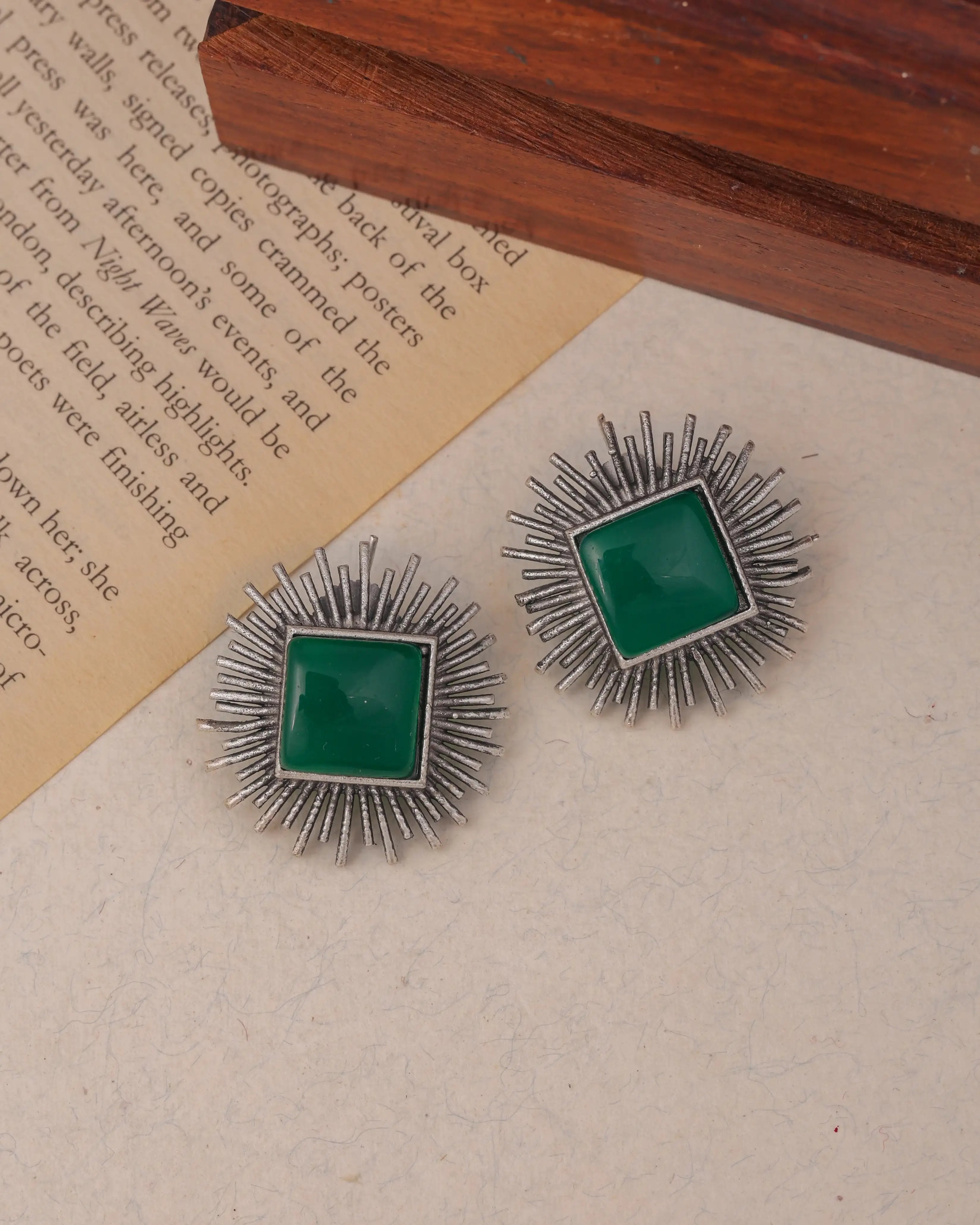 New Sun Green Stud Earrings