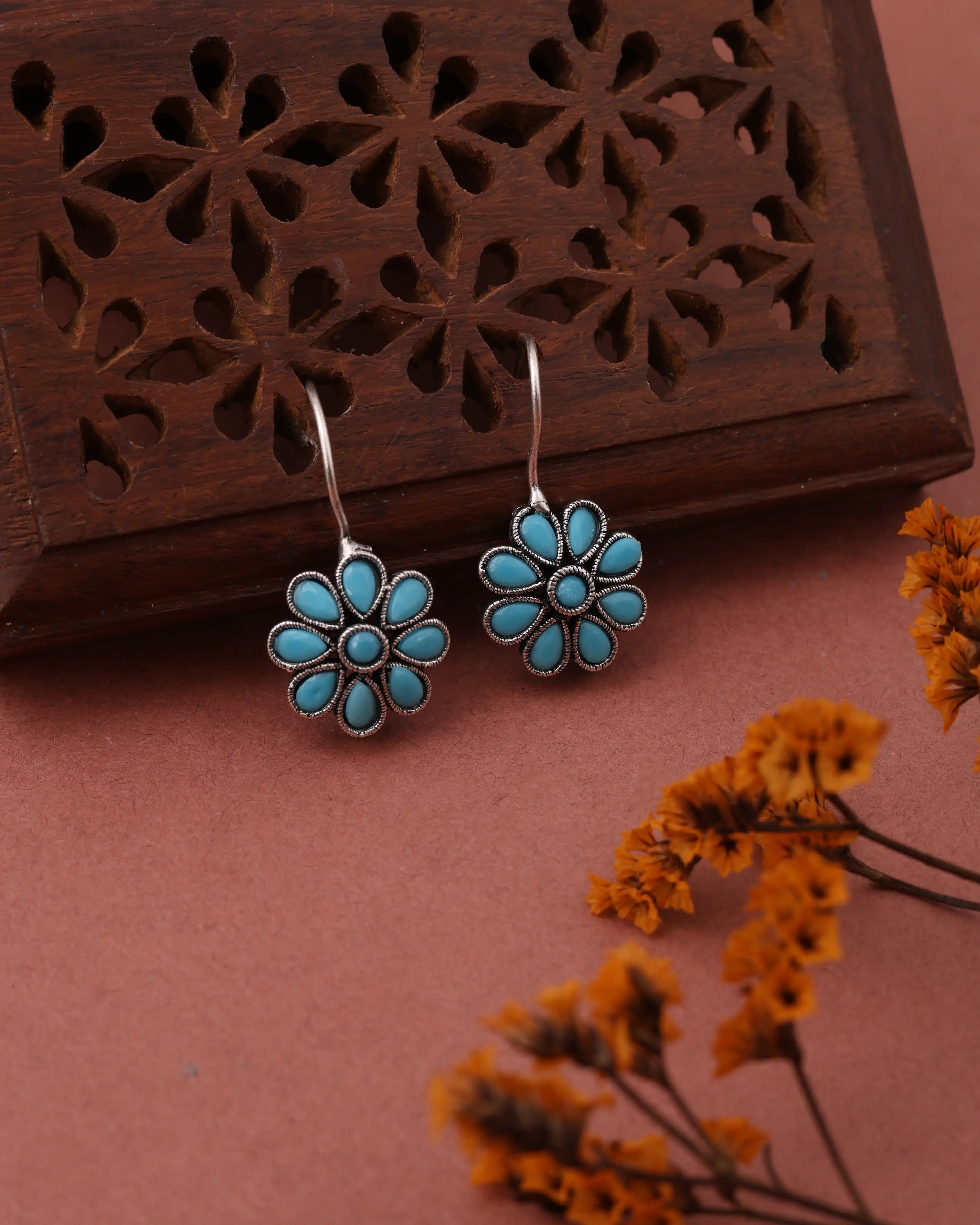 Sky Floral Dangler Earrings