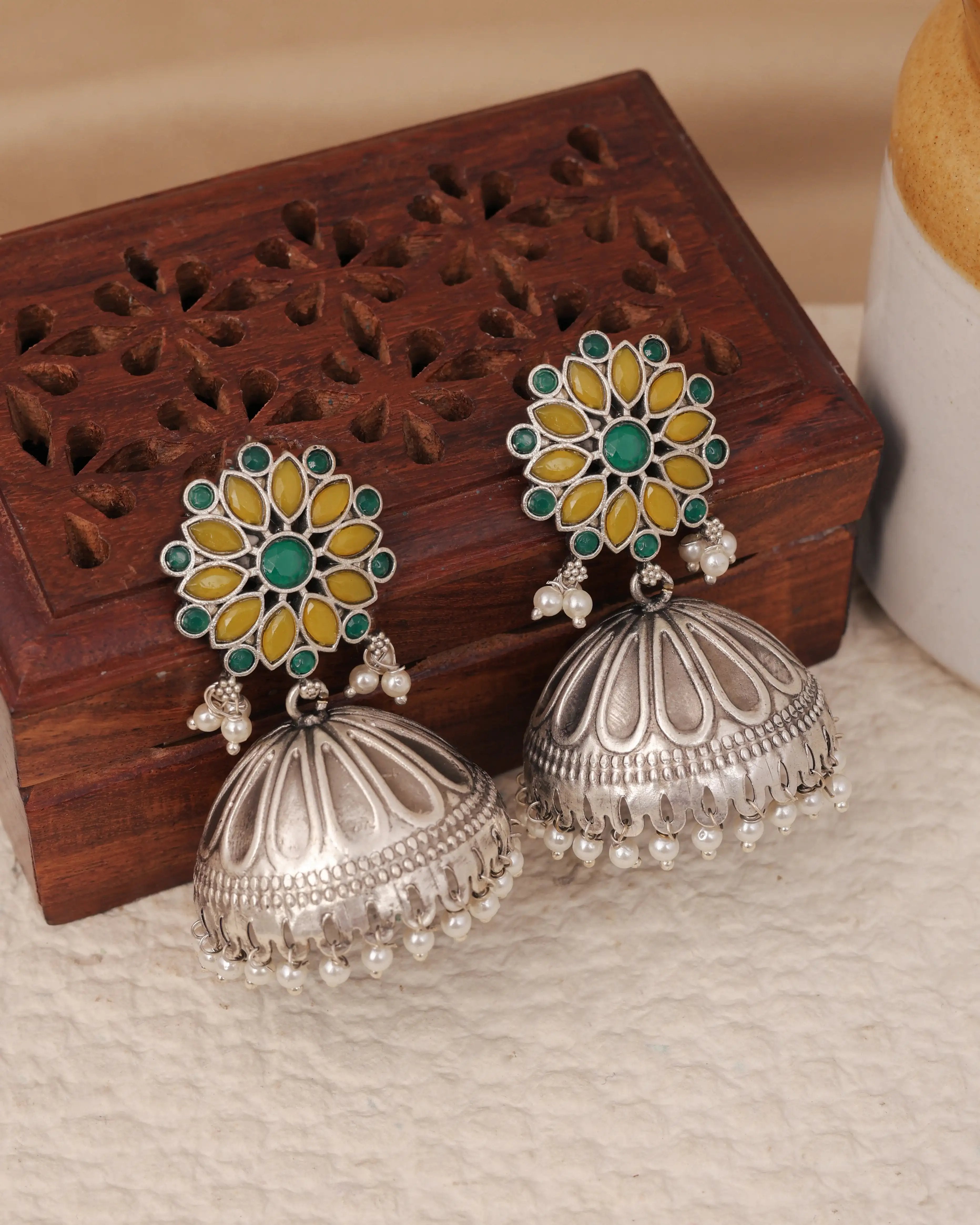 Regal Blossom Jhumka Earrings