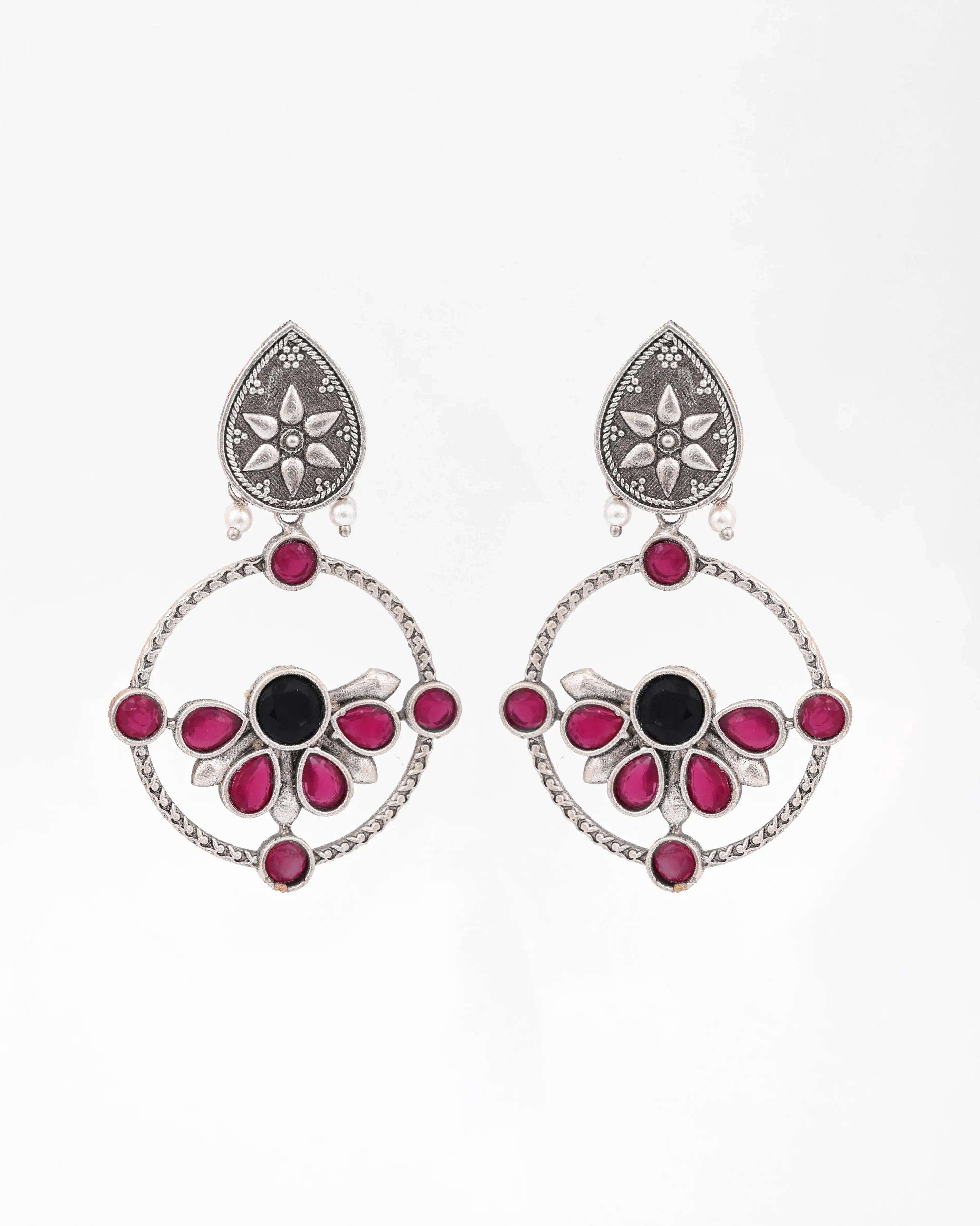 New Black & Ruby Dangler Earrings