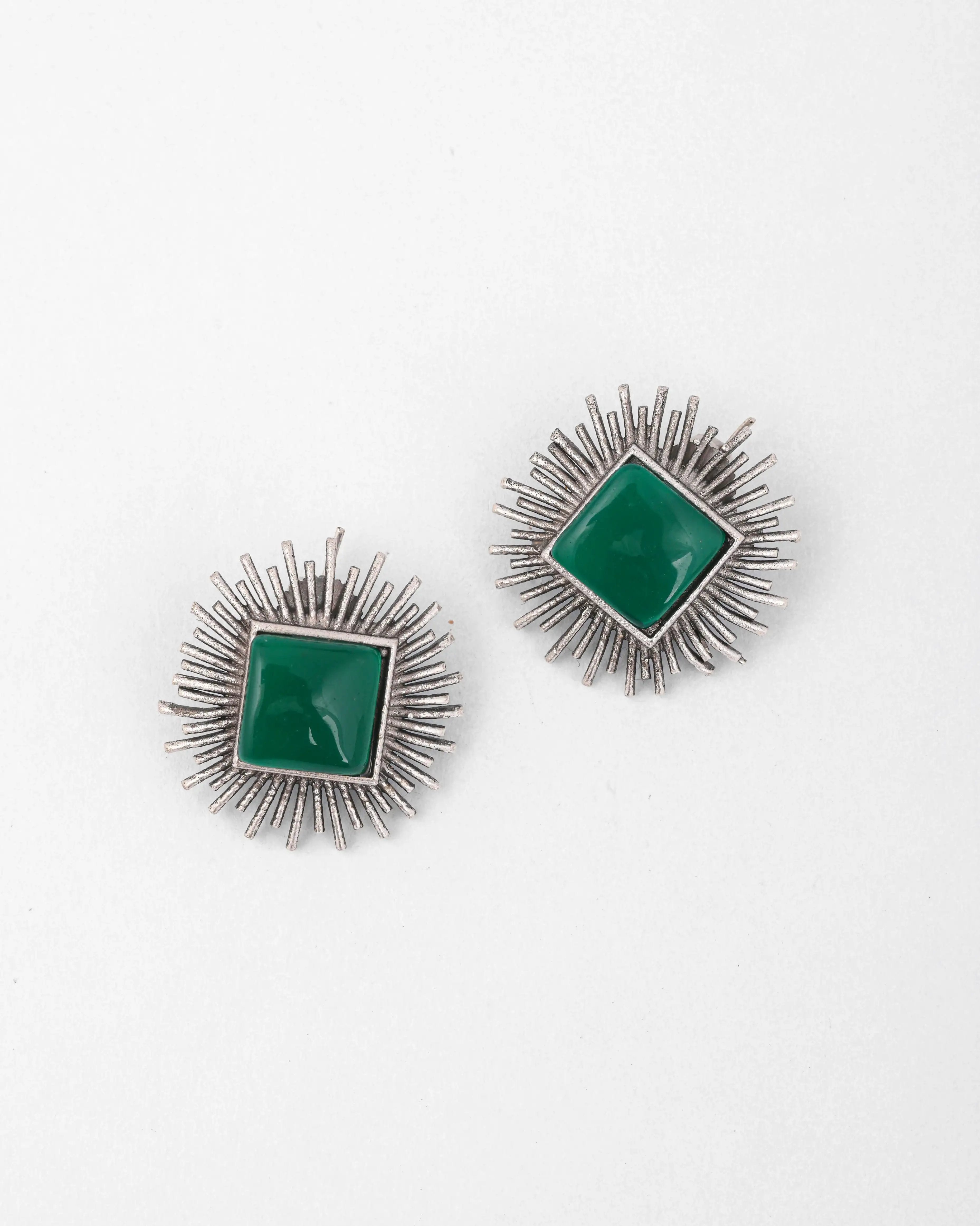 New Sun Green Stud Earrings