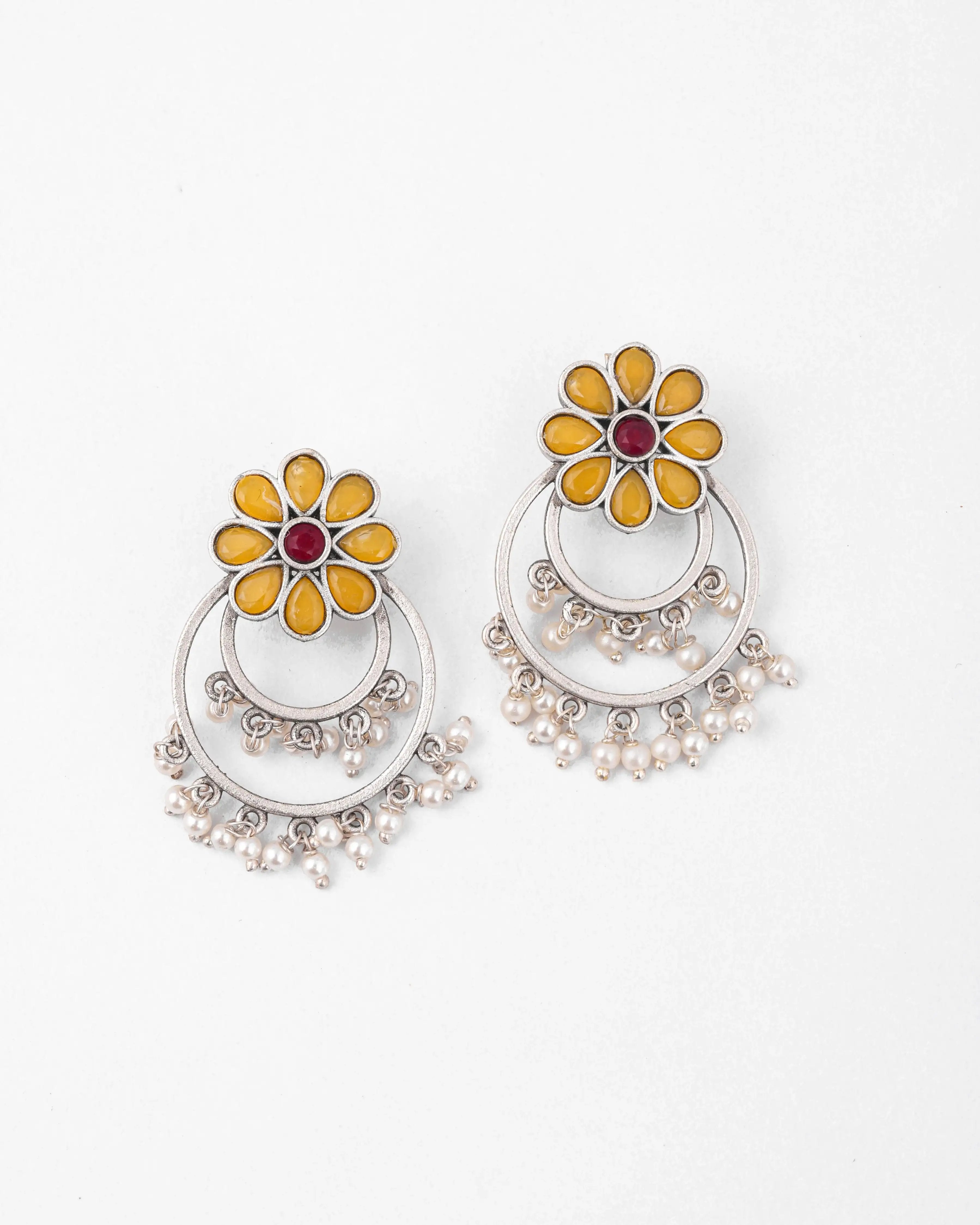 TOS Yellow Chandbali Earrings