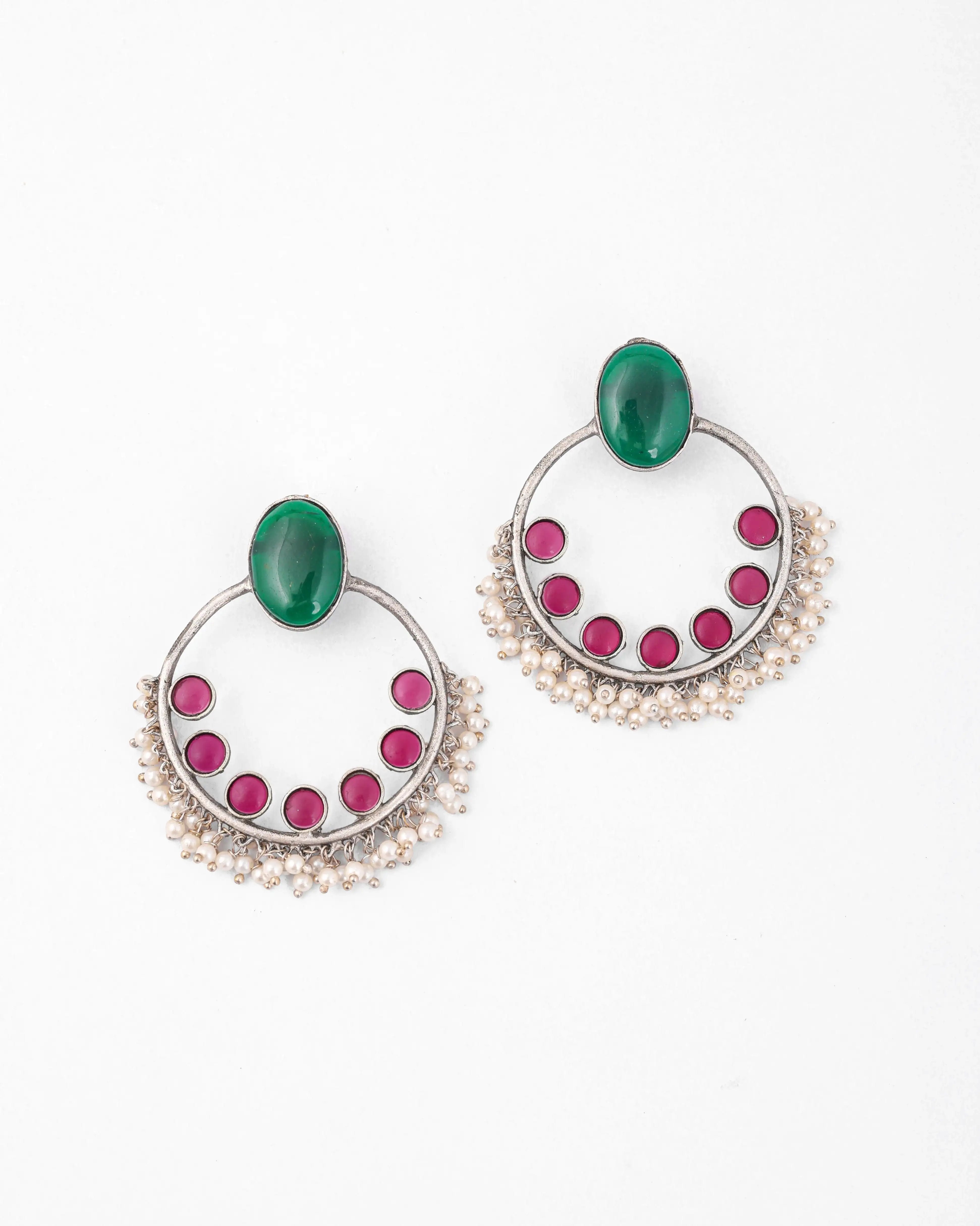 New Green & Ruby Dangler Earrings