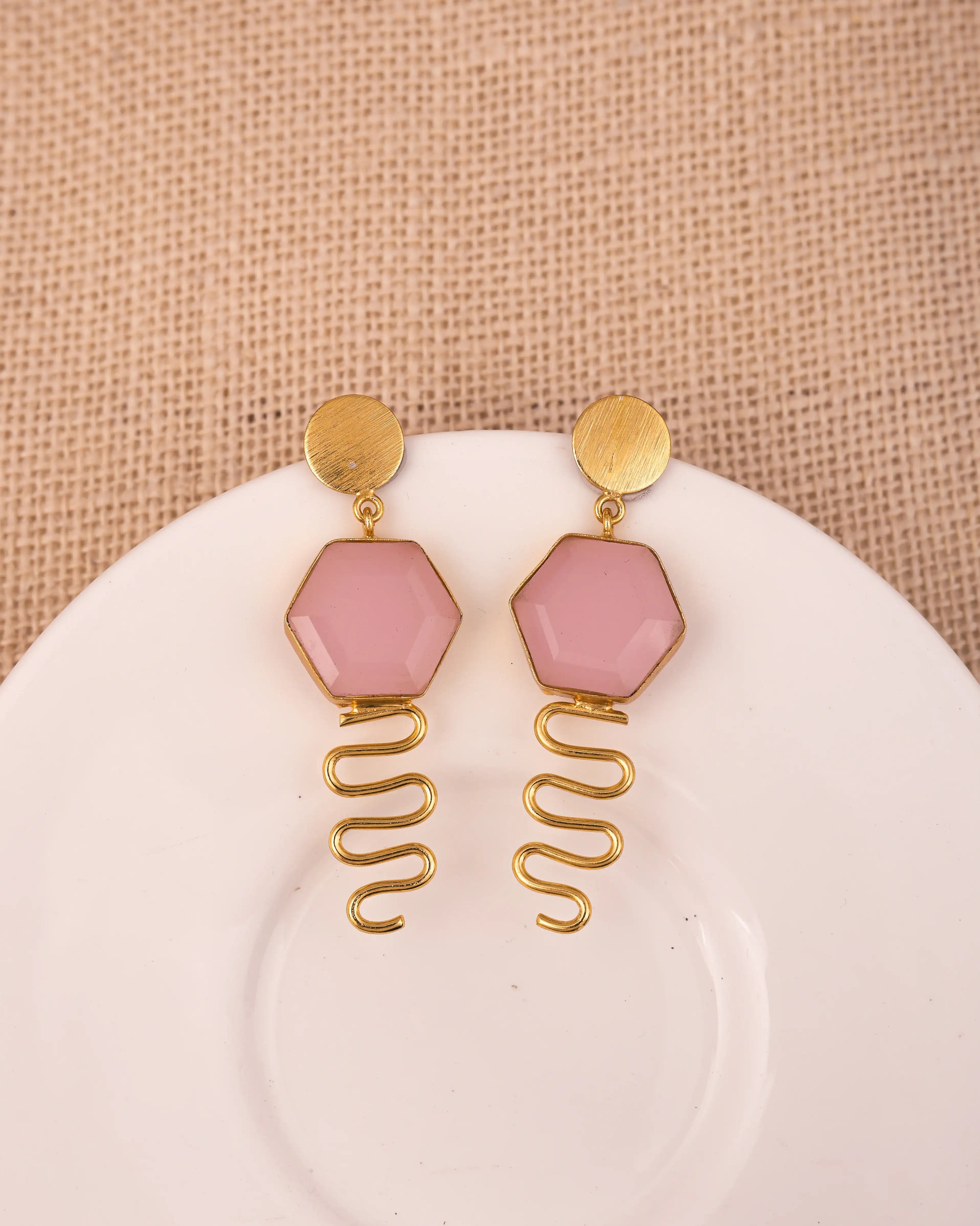 TOS Golden Wave Pink Earrings