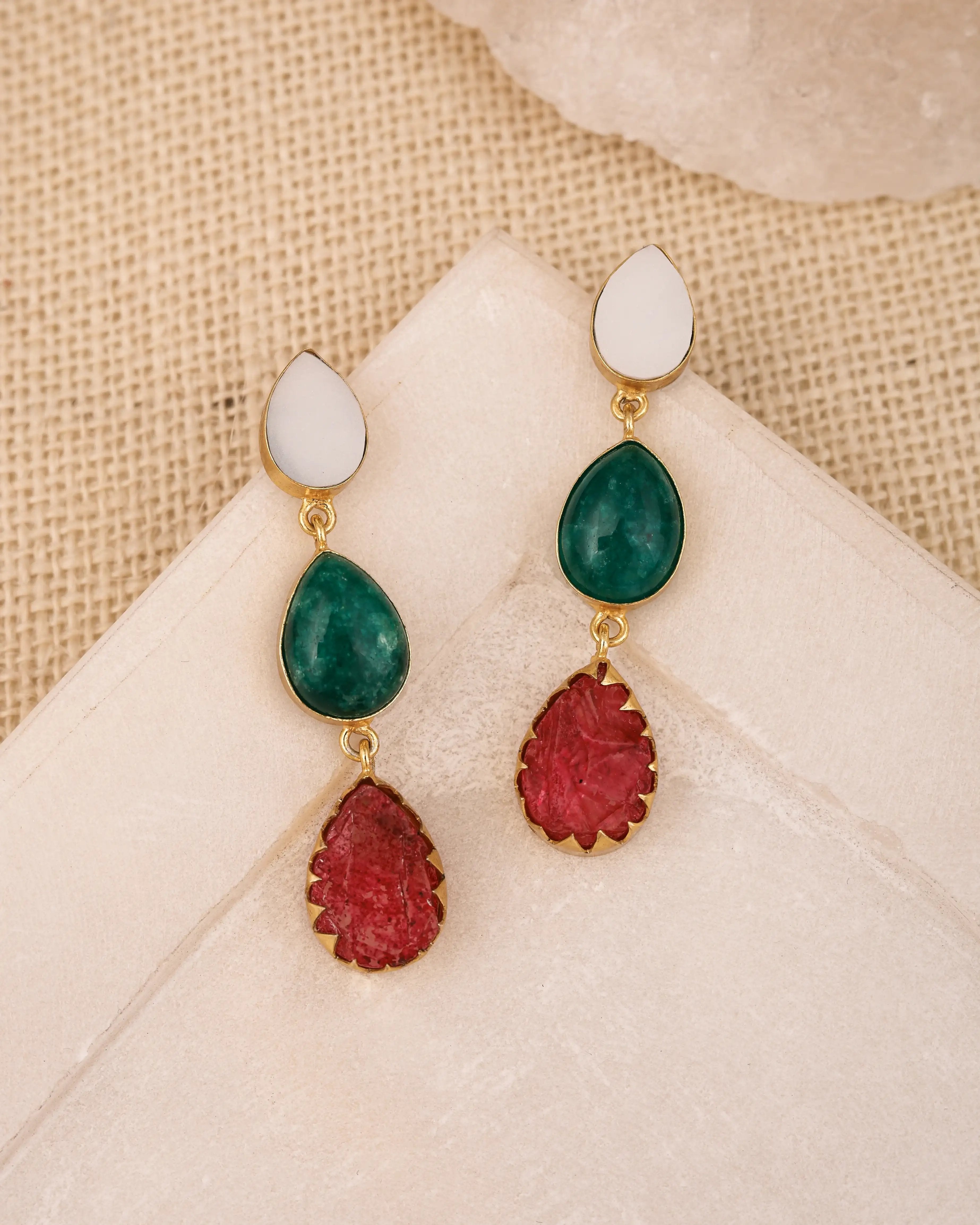 Tri-Tone Teardrop Earrings