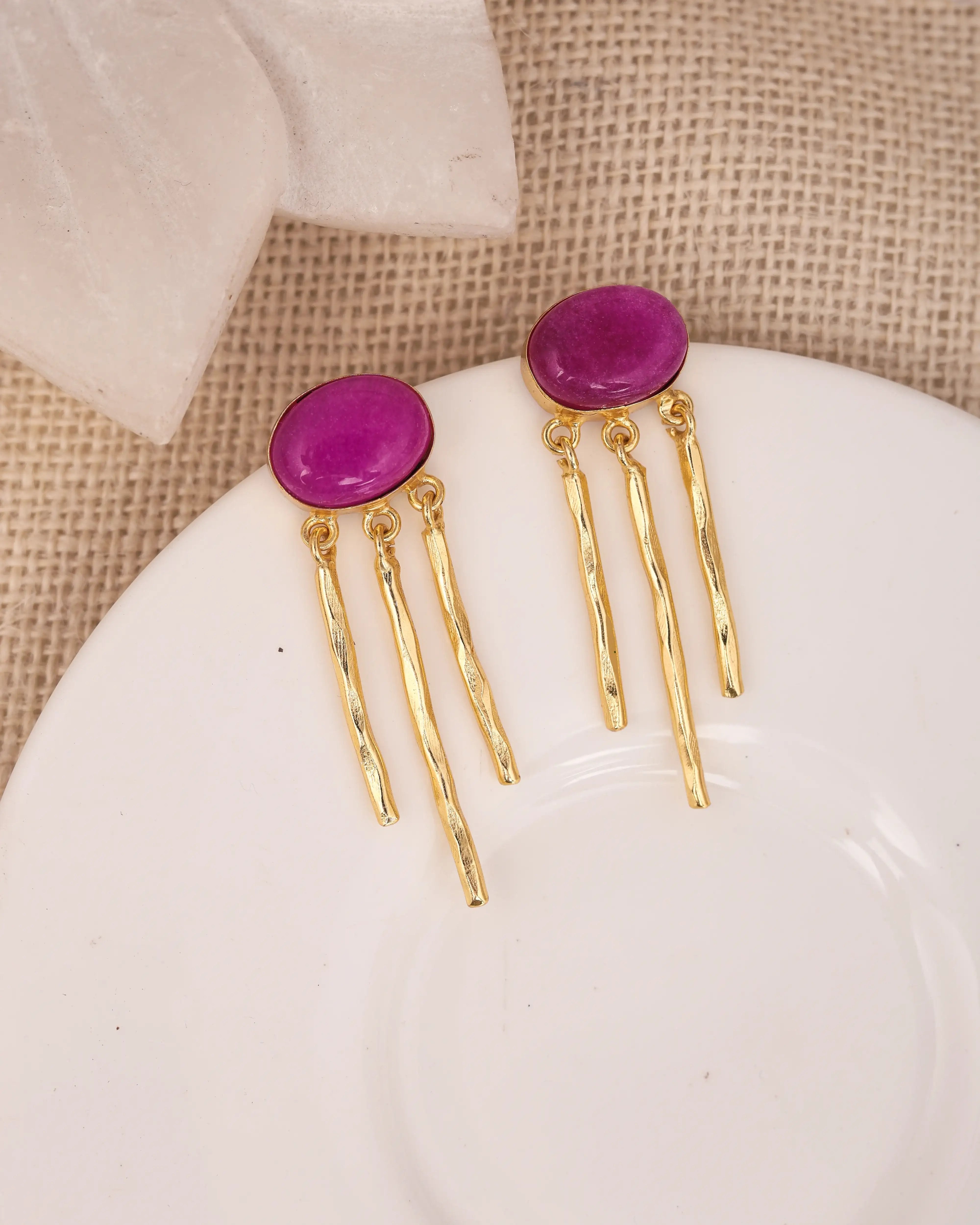 Amethyst golden Rain Drop Earrings