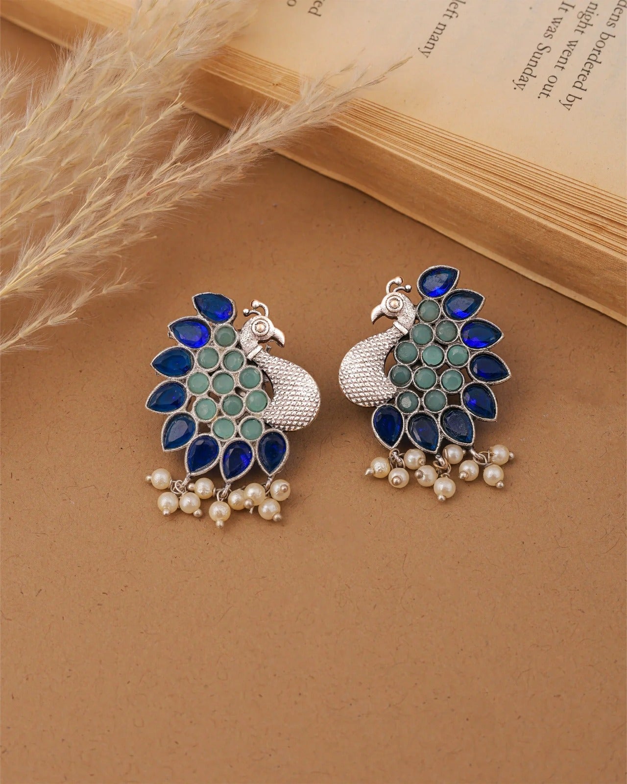 Royal Peacock & Pastel Jhumka Earrings Combo Set