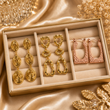 Luxury 3-Pair Western Earrings Combo for Women | Gold & Rose Gold Statement Earrings