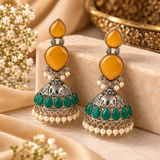 Yellow Jhumki Earrings