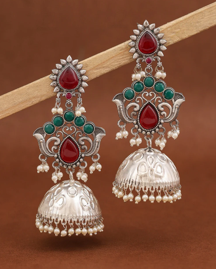 Silver Grace Long Jhumki Earrings