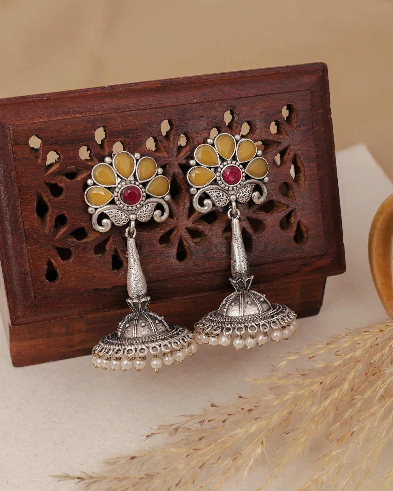 Royal Heritage Jhumka & Peacock Stud Earrings Combo