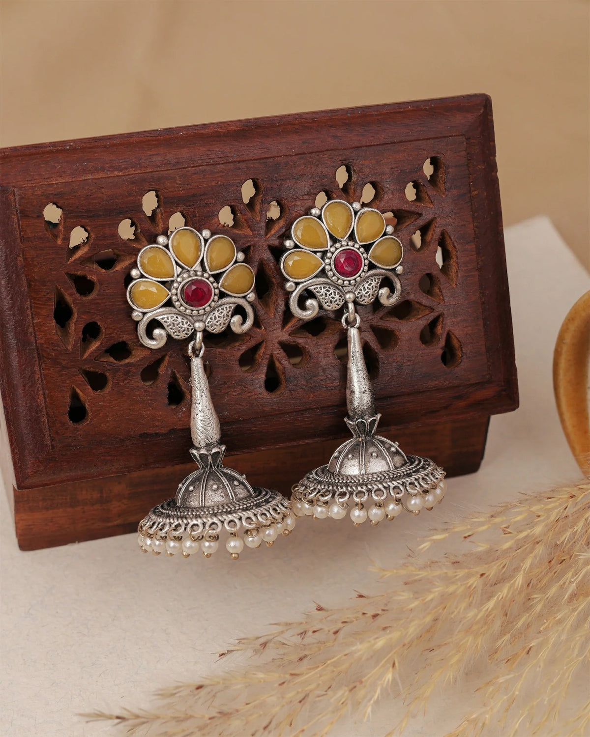 Royal Heritage Jhumka & Peacock Stud Earrings Combo